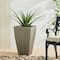 Glitzhome® 23" Eco-Friendly Oversized Faux Concrete Square Fluted Pot Planters, 2ct.